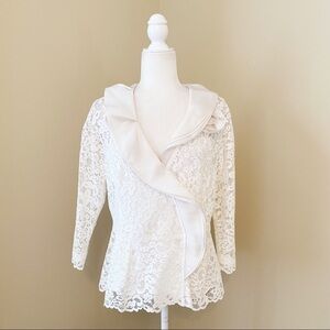 Teri Jon Lace Peplum Ivory Jacket - 10